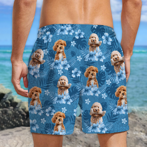 Custom Photo Dog Lovers Summer Tropical Vibe - Personalized Beach Short LM32 893687