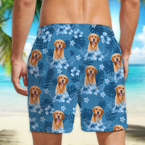 Custom Photo Dog Lovers Summer Tropical Vibe - Personalized Beach Short LM32 893687