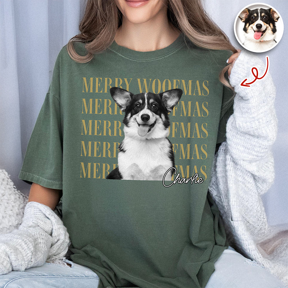 Personalized Vintage Dog Cat Photo Merry Christmas Comfort Shirt Gift For Dog Lovers HA75 922110