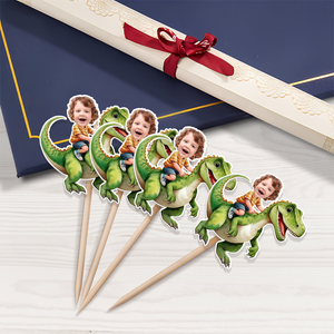 Custom Dinosaur Face Cupcake Toppers Dinosaur Birthday Decor HA75 892114