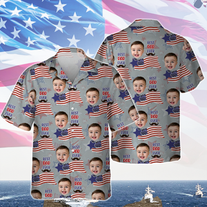 Custom Photo Best Daddy Ever America Flag Hawaiian Shirt Independence Day Gift CH07 895690