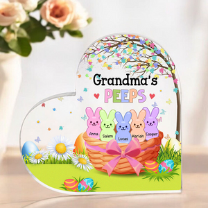 Custom Grandma Mom's Peep Kids Easter Day Heart Acrylic Plaque HO82 893558