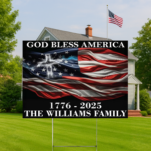 Custom Family Name God Bless America Garden Yard Sign TH10 896365