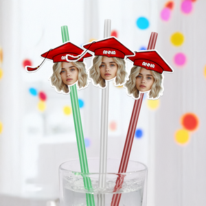 Custom Funny Face Class of 2025 Colorful Straws Graduation Decoration HA75 892232