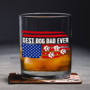 Best Dog Dad Ever American Flag Dog Whiskey Glass For Dog Lovers CH07 895850