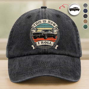 This Is How I Roll - Custom Car Photo Route 66 Vintage Washed Denim Baseball Cap CH07 896426