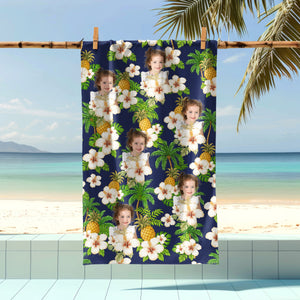 Custom Human Photo Tropical Vibe Family Beach Towel HA75 892646