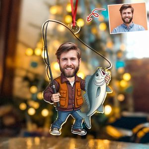 Custom Face Fisherman Fishing Acrylic Ornament Gift For Fishing Lovers HA75 897552
