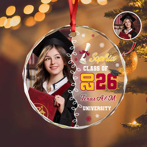 Custom Photo Class Of 2026 Glass Ornament Gift For Graduation LM32 897317