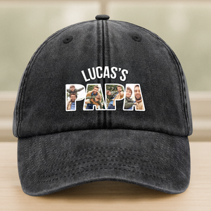 Upload Photo Kid Dad Washed Denim Baseball Cap HA75 892506