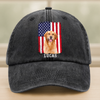 Custom Photo Dog With America Flag July 4th Washed Denim Baseball Cap TH10 894113