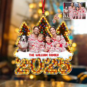 Custom Family Photo Christmas Light Acrylic Ornament CH07 899162