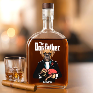 Custom Dog Photo The Dogfather Whiskey Bottle Dog Lovers Gift HO82 894046