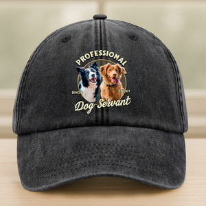 Custom Photo Servant Of Dog Cat Washed Denim Baseball Cap Gift For Dog Cat Lovers HO82 893960