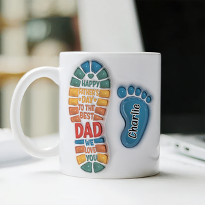 Happy Father's Day Custom Dad and Kids Footprint 3D Inflated Printed Mug CH07 895290