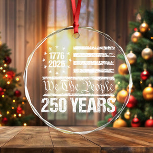 250 Years USA 250th Birthday 1776-2026 Eagle Flag Glass Ornament HO82 894570