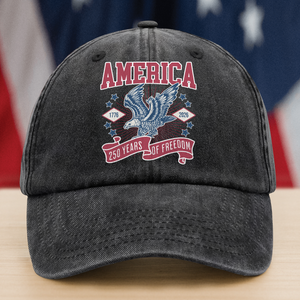 America 1776 - 2026 250 Years Of Freedom Washed Denim Baseball Cap HA75 897016