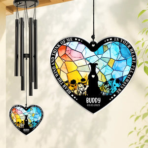 You Left Paw Prints On My Heart - Personalized Dog Memorial Acrylic Wind Chimes CH07 896238