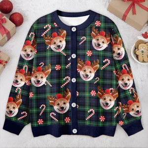 Custom Dog Photo Christmas Pattern Cardigan Christmas Gift HO82 900400
