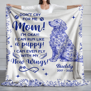 Dog Toile De Jouy Don't Cry For Me Mom - Personalized Blanket CH07 896086