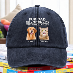 The Man The Myth The Snack Dealer Custom Pet Photo Washed Denim Baseball Cap Dog Dad, Cat Dad Gift CH07 895858