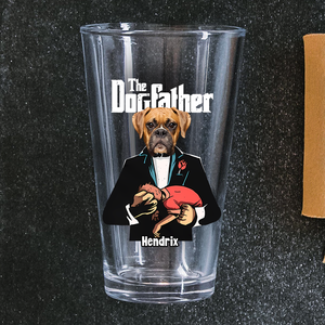 Custom Dog Photo The Dogfather Print Beer Glass Personalized Gift For Dog Dad HO82 893872