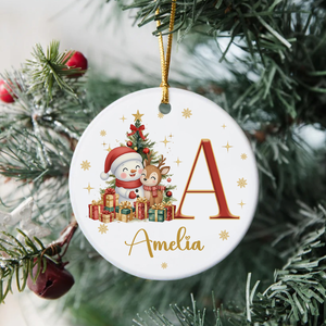Personalized Gift Snowman Alphabet Christmas Ceramic Ornament LM32 895087