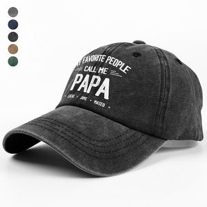 Personalized My Favorite People Call Me Daddy Vintage Washed Denim Baseball Cap HO82 894450