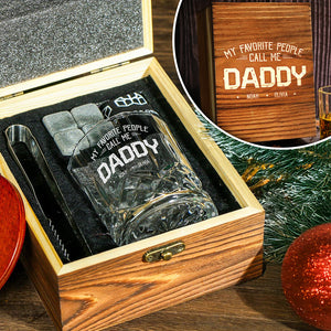 My Favorite People Call Me Papa Engraved Whiskey Glass Set with Wooden Box HA75 898036
