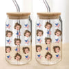 Custom Human Face With Icon US Flag Glass Can With Lid Family Gift HA75 920358