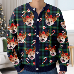 Custom Dog Photo Christmas Pattern Cardigan Christmas Gift HO82 900400