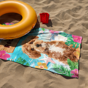 Custom Photo Summertime Bliss With Vibrant Dog Cat Beach Towels Summer Gift For Dog Cat Lovers HO82 893948