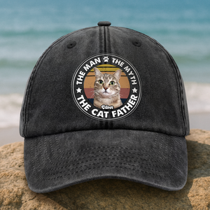 Custom Photo The Man The Myth The Dog Father Washed Denim Baseball Cap CH07 895864