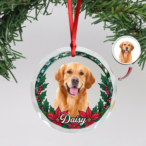 Custom Photo Christmas Glass Ornament For Dog Lovers HA75 897064
