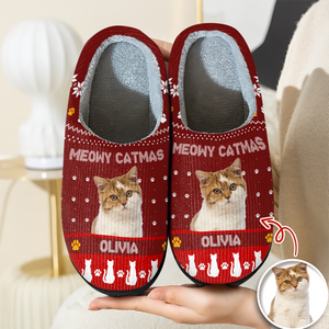Custom Photo Meowy Christmas Merry Woofmas Dog Cat Slippers HO82 894868