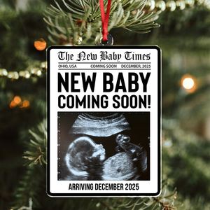 Custom Photo New Baby Coming Soon Acrylic Ornament Christmas Gift For Family HO82 894752
