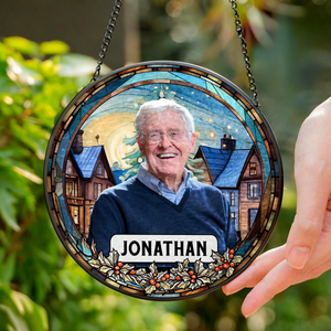 Custom Photo and Name Grandparent Memorial Stained Glass Suncatcher HA75 897150