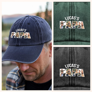 Upload Photo Kid Dad Washed Denim Baseball Cap HA75 892506