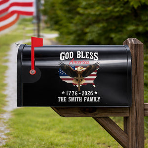 Personalized Patriotic 250th Anniversary God Bless America Eagle 1776–2026 Mailbox Decal HO82 901008