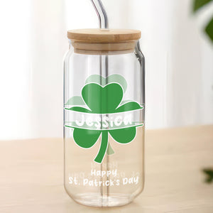 Custom Name Happy Patrick's Day Glass Can With Lid TH10 898049