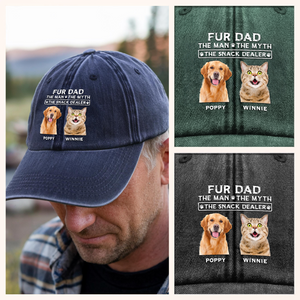 The Man The Myth The Snack Dealer Custom Pet Photo Washed Denim Baseball Cap Dog Dad, Cat Dad Gift CH07 895858