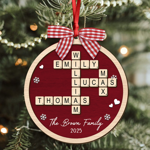Personalized Family Crossword Puzzle Name Christmas 2 Layer Wood Ornament HA75 897546