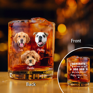 Custom Photo Congrats On Being my Dog Dad Whiskey Glass CH07 895416