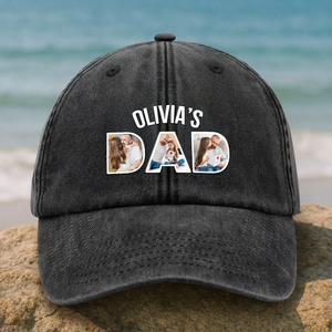 Upload Photo Kid Dad Washed Denim Baseball Cap HA75 892506