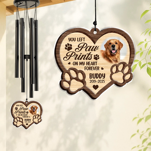 Custom Photo You Left Paw Prints On My Heart Memorial Acrylic Wind Chimes TH10 894285