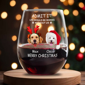 Custom Photo Life Would Be Boring Without Me Dog Cat Stemless Wine Glass TH10 894311