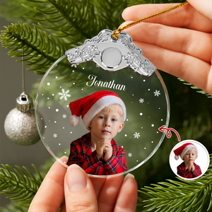 Custom Photo Kid Metal Glass Ornament For Christmas HA75 897166