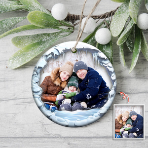 Custom Family Photo Christmas Ceramic Ornament HA75 897548