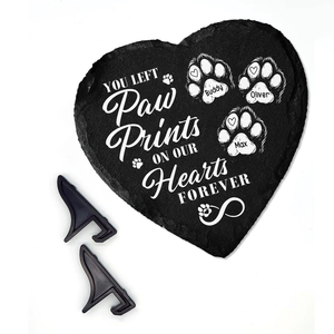 You Left Paw Prints On Our Hearts Forever Personalized Dog Memorial Heart Shaped Stone CH07 896522
