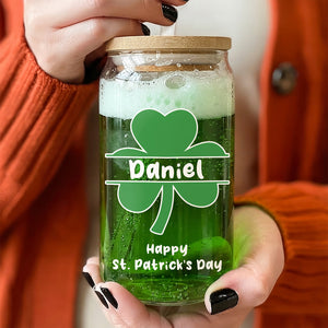 Custom Name Happy Patrick's Day Glass Can With Lid TH10 898049